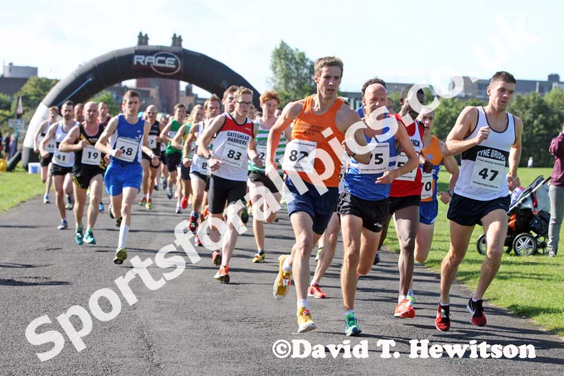 The start of the Tyne Bridge Harriers Exhibition Park 5k, Newcastle.